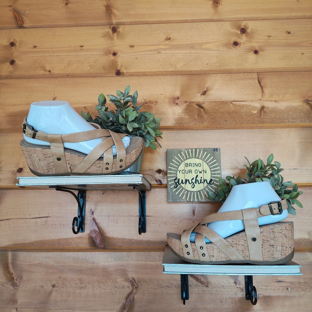 Bussola Doeskin Leather Formentera Fabia Woven Cross Strap Wedge Sandals 40/9.5